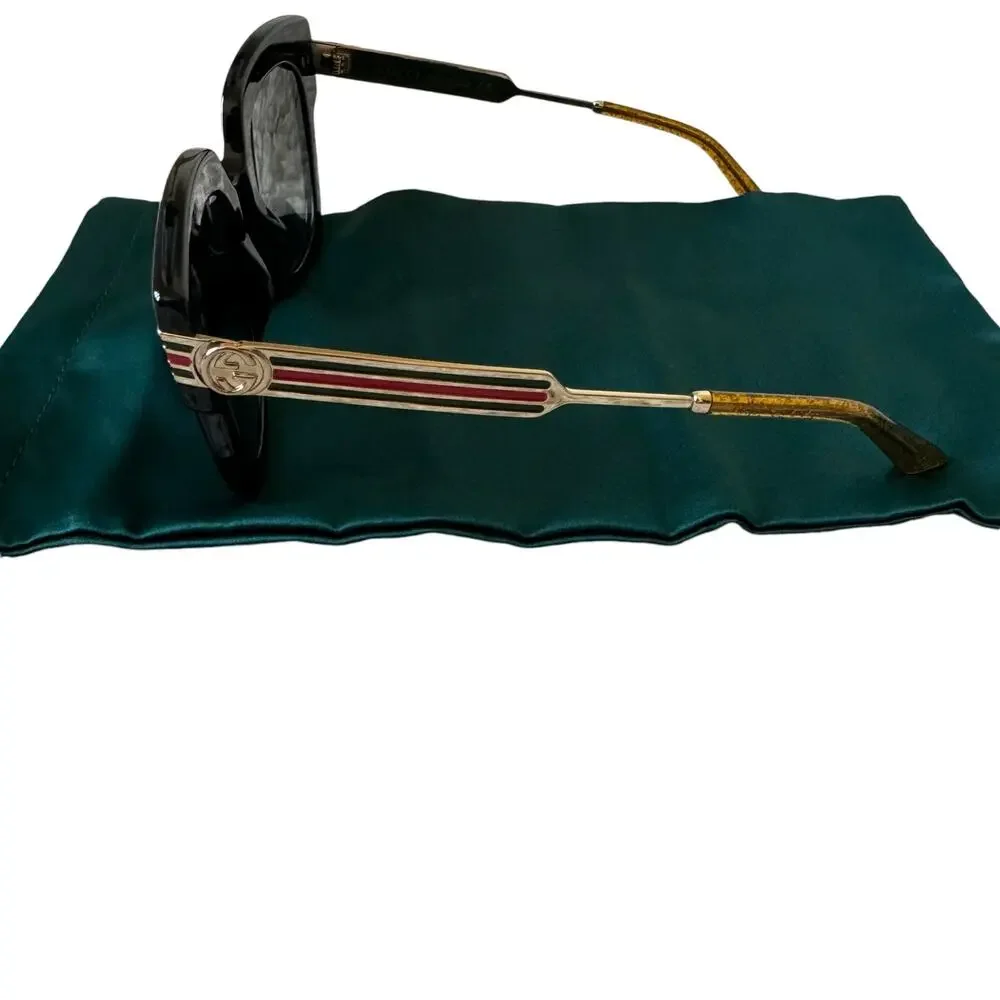 GUCCI Women's Oversized Sunglasses Black Gold Glitter/Gradient
